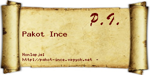 Pakot Ince névjegykártya